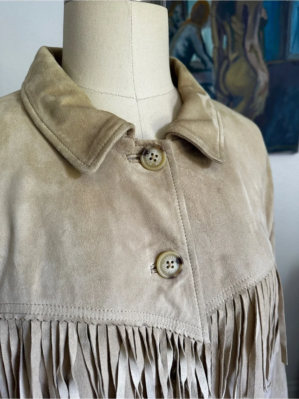 Ralph Lauren Beige Suede Fringe Jacket - Picture 2 of 6